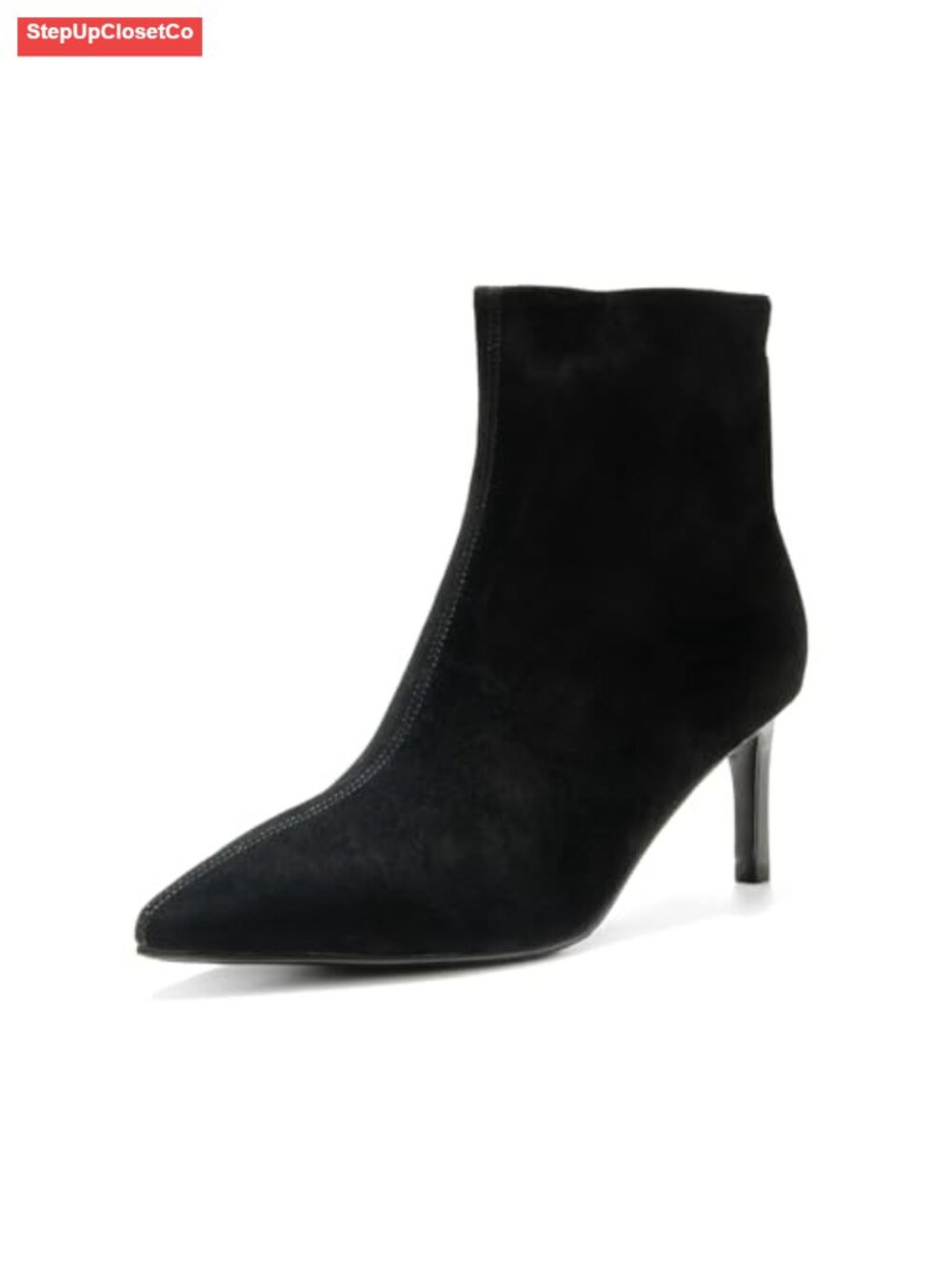 Women's Suede Ankle Boots, Pointed Toe, 2.75" Heel, Sheepskin